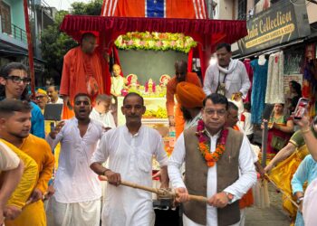 इस्कॉन द्वारा आयोजित महाप्रभु श्री जगन्नाथ रथ यात्रा मे शामिल हुऐ रुद्रपुर विधायक शिव अरोरा
