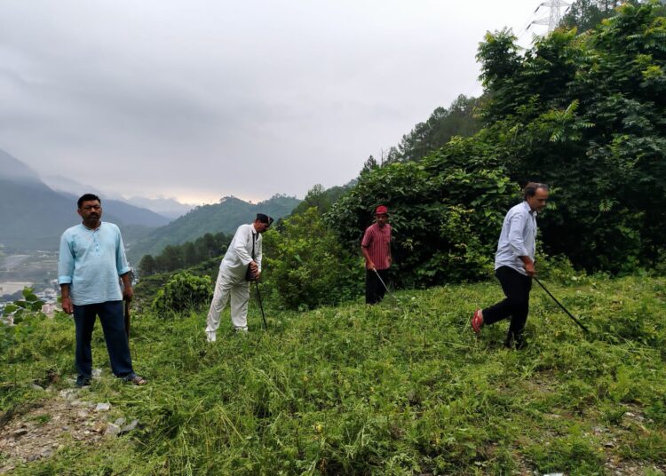 रतोड़ा बैंड पर चला भागीरथी कला संगम का स्वच्छता अभियान-झाड़ियों और चीड़ की पत्तियों से मिली सड़क को निजात