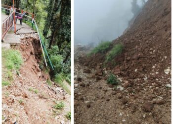 कीर्तिनगर के अंतिम गांव टोला में सड़क बंद,विद्यालय भवन पर मंडराया खतरा-तीन जगह भूस्खलन से ग्रामीण बेहाल